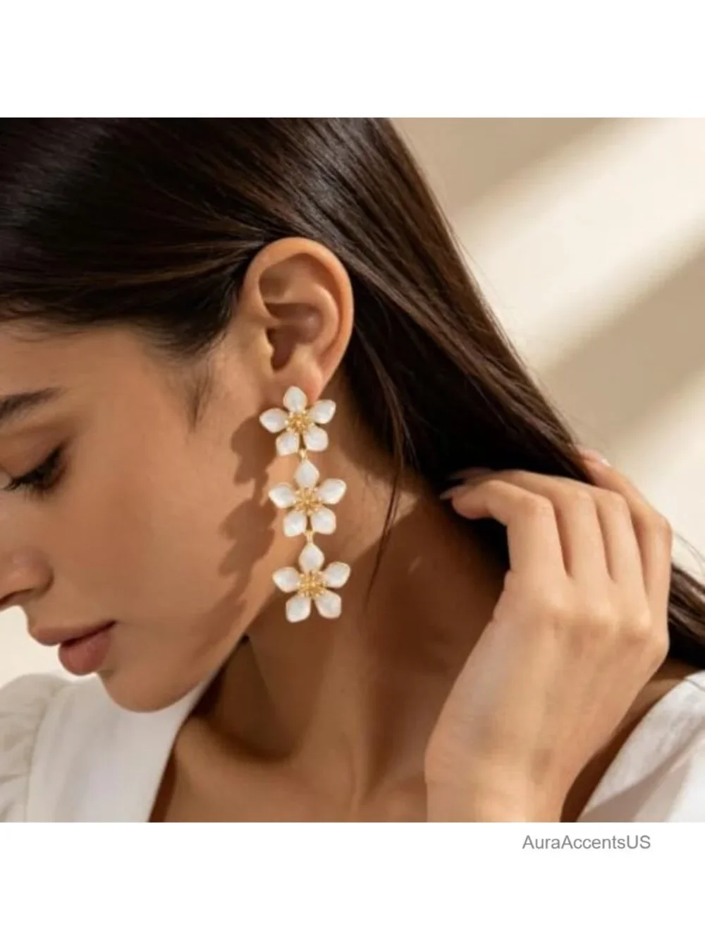 Boho Floral Statement Drop Earrings Women Zinc Flower Jewelry Party